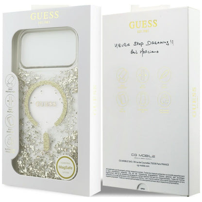 MagSafe-deksel for Apple iPhone 18 Pro Max / 17 Pro Max, Guess, Resin Bottom Glitter, Gullfarget