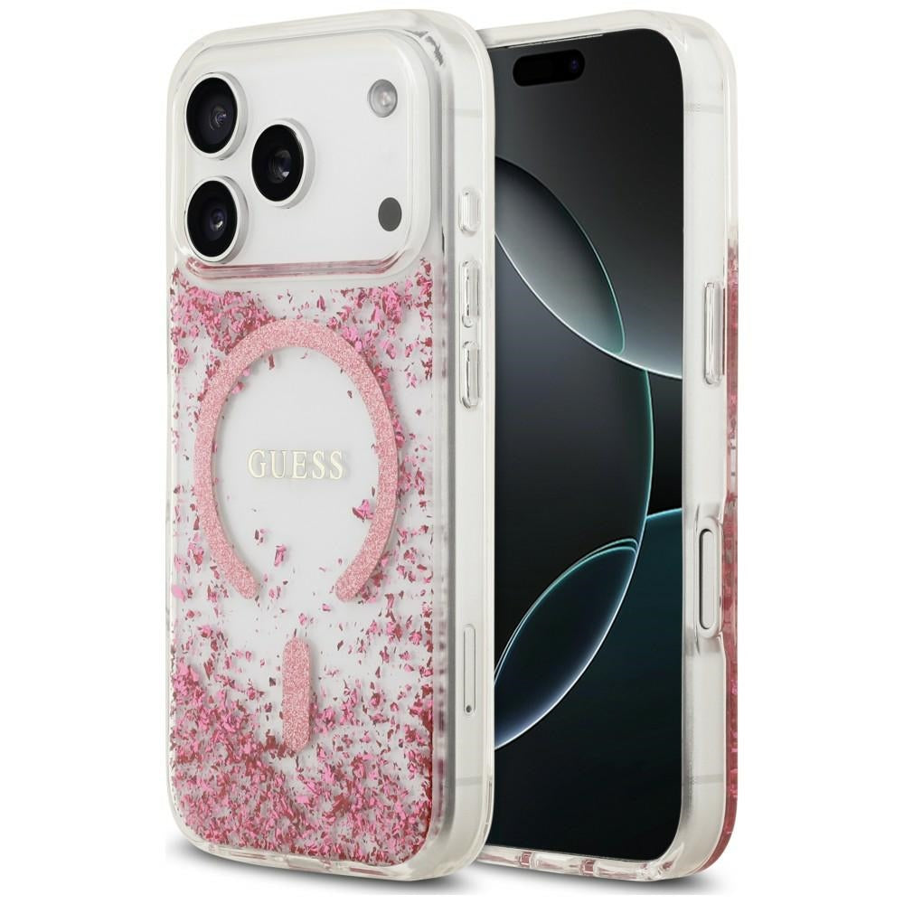 MagSafe-deksel for Apple iPhone 18 Pro Max / 17 Pro Max, Guess, Resin Bottom Glitter, Rosa