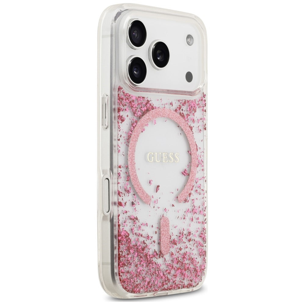 MagSafe-deksel for Apple iPhone 18 Pro Max / 17 Pro Max, Guess, Resin Bottom Glitter, Rosa