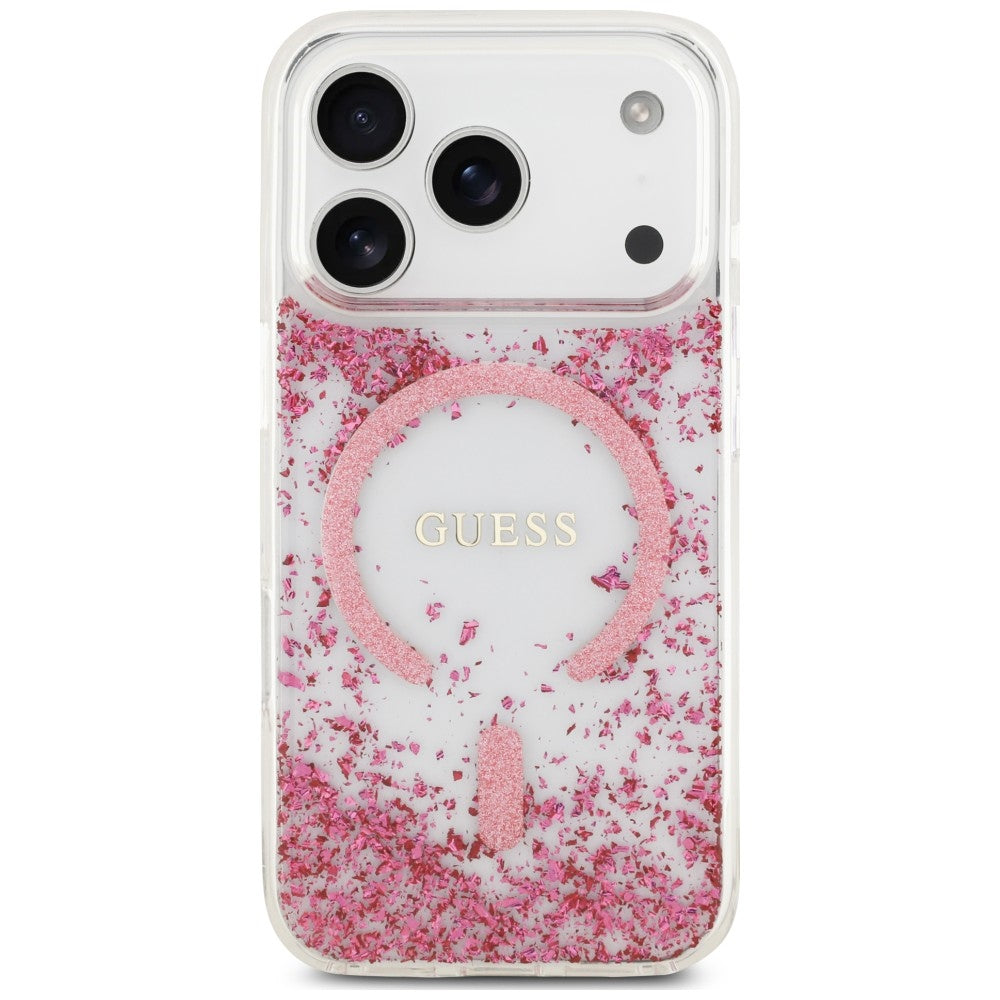 MagSafe-deksel for Apple iPhone 18 Pro Max / 17 Pro Max, Guess, Resin Bottom Glitter, Rosa