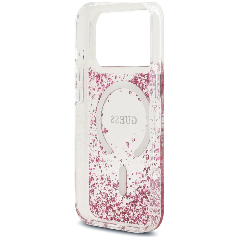 MagSafe-deksel for Apple iPhone 18 Pro Max / 17 Pro Max, Guess, Resin Bottom Glitter, Rosa