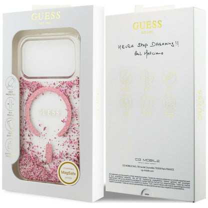 MagSafe-deksel for Apple iPhone 18 Pro Max / 17 Pro Max, Guess, Resin Bottom Glitter, Rosa