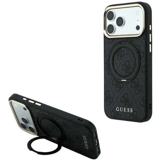MagSafe-deksel for Apple iPhone 18 Pro Max / 17 Pro Max, Guess, Ring Stand Classic Logo, Svart