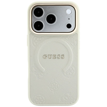 MagSafe-deksel for Apple iPhone 18 Pro Max / 17 Pro Max, Guess, Saffiano Peony Hot Stamp, Beige