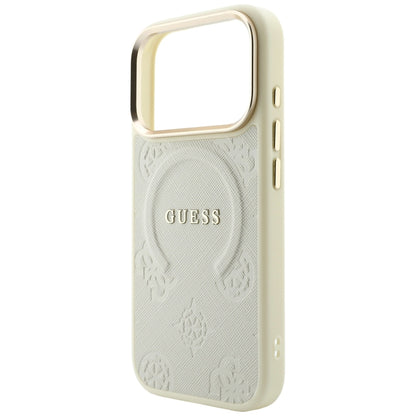 MagSafe-deksel for Apple iPhone 18 Pro Max / 17 Pro Max, Guess, Saffiano Peony Hot Stamp, Beige