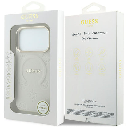MagSafe-deksel for Apple iPhone 18 Pro Max / 17 Pro Max, Guess, Saffiano Peony Hot Stamp, Beige