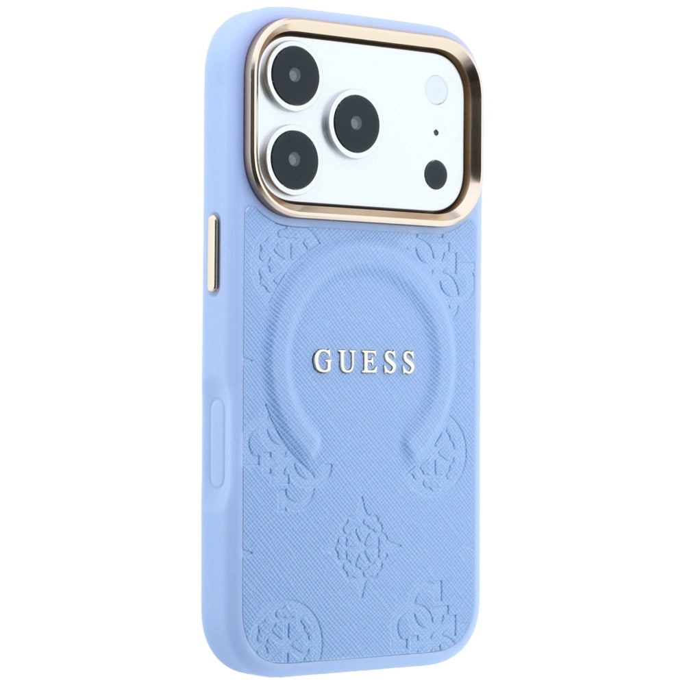 MagSafe-deksel for Apple iPhone 18 Pro Max / 17 Pro Max, Guess, Saffiano Peony Ring, Bleu