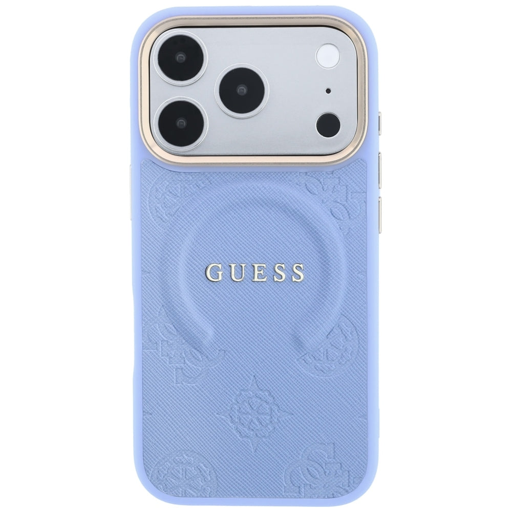 MagSafe-deksel for Apple iPhone 18 Pro Max / 17 Pro Max, Guess, Saffiano Peony Ring, Bleu