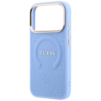 MagSafe-deksel for Apple iPhone 18 Pro Max / 17 Pro Max, Guess, Saffiano Peony Ring, Bleu