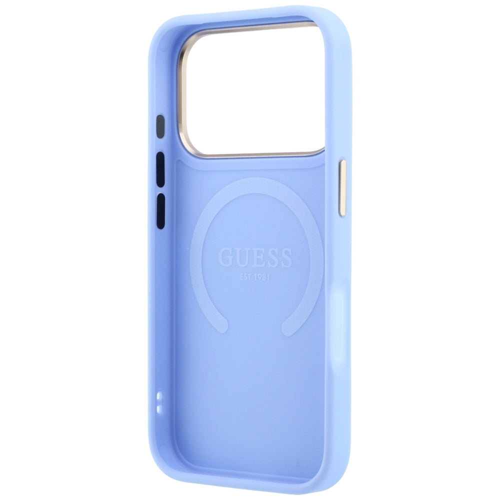 MagSafe-deksel for Apple iPhone 18 Pro Max / 17 Pro Max, Guess, Saffiano Peony Ring, Bleu