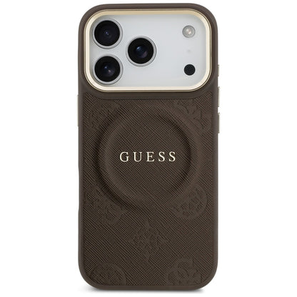 MagSafe-deksel til Apple iPhone 18 Pro Max / 17 Pro Max, Guess, Saffiano Peony Ring, brun