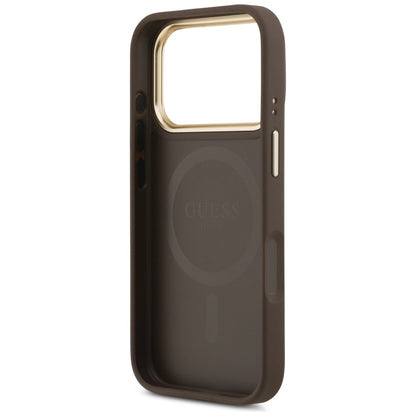 MagSafe-deksel til Apple iPhone 18 Pro Max / 17 Pro Max, Guess, Saffiano Peony Ring, brun