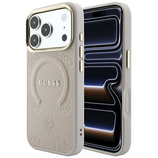 MagSafe-deksel for Apple iPhone 18 Pro Max / 17 Pro Max, Guess, Saffiano Peony Ring, Rosa