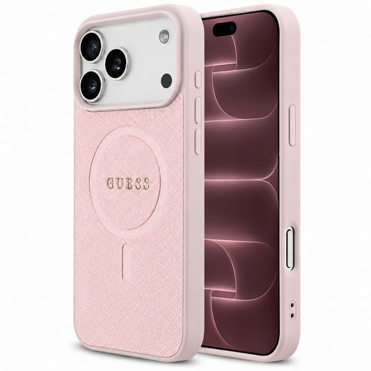 MagSafe-deksel for Apple iPhone 18 Pro Max / 17 Pro Max, Guess, Saffiano, Rosa