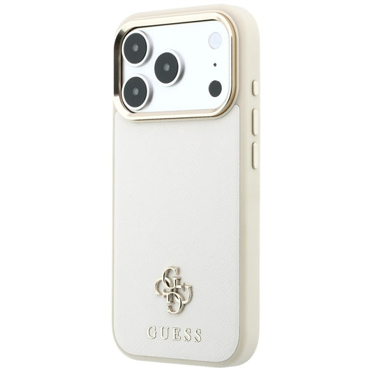 MagSafe-deksel for Apple iPhone 18 Pro Max / 17 Pro Max, Guess, Saffiano Small 4G Classic, Beige