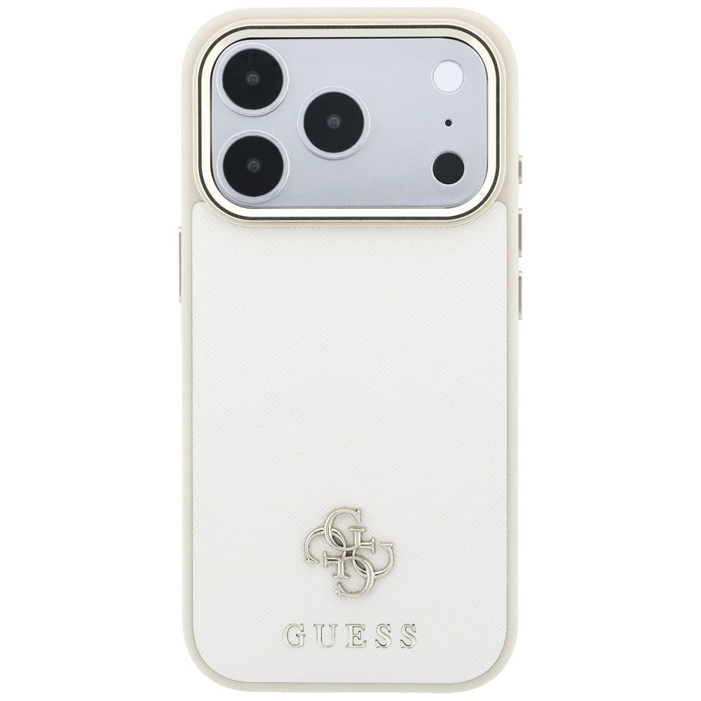 MagSafe-deksel for Apple iPhone 18 Pro Max / 17 Pro Max, Guess, Saffiano Small 4G Classic, Beige