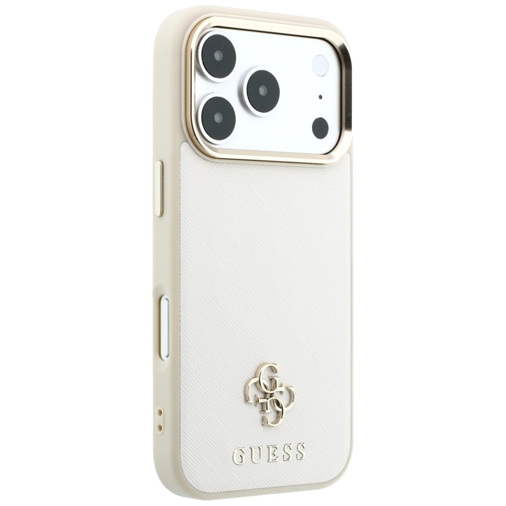 MagSafe-deksel for Apple iPhone 18 Pro Max / 17 Pro Max, Guess, Saffiano Small 4G Classic, Beige