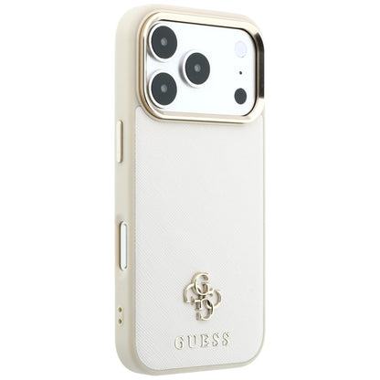 MagSafe-deksel for Apple iPhone 18 Pro Max / 17 Pro Max, Guess, Saffiano Small 4G Classic, Beige