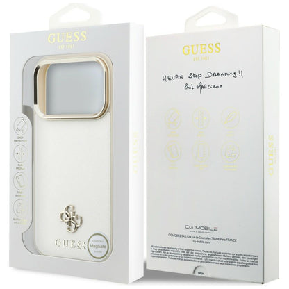 MagSafe-deksel for Apple iPhone 18 Pro Max / 17 Pro Max, Guess, Saffiano Small 4G Classic, Beige