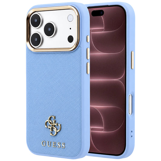 MagSafe-deksel for Apple iPhone 18 Pro Max / 17 Pro Max, Guess, Saffiano Small 4G Classic, Bleu