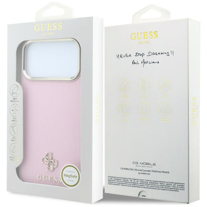 MagSafe-deksel for Apple iPhone 18 Pro Max / 17 Pro Max, Guess, Saffiano Small 4G Classic, Rosa