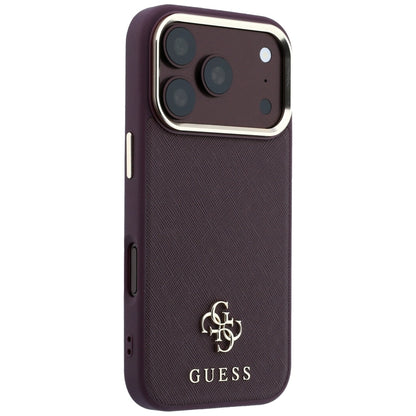 MagSafe-deksel for Apple iPhone 18 Pro Max / 17 Pro Max, Guess, Saffiano Small 4G Classic, Burgunder