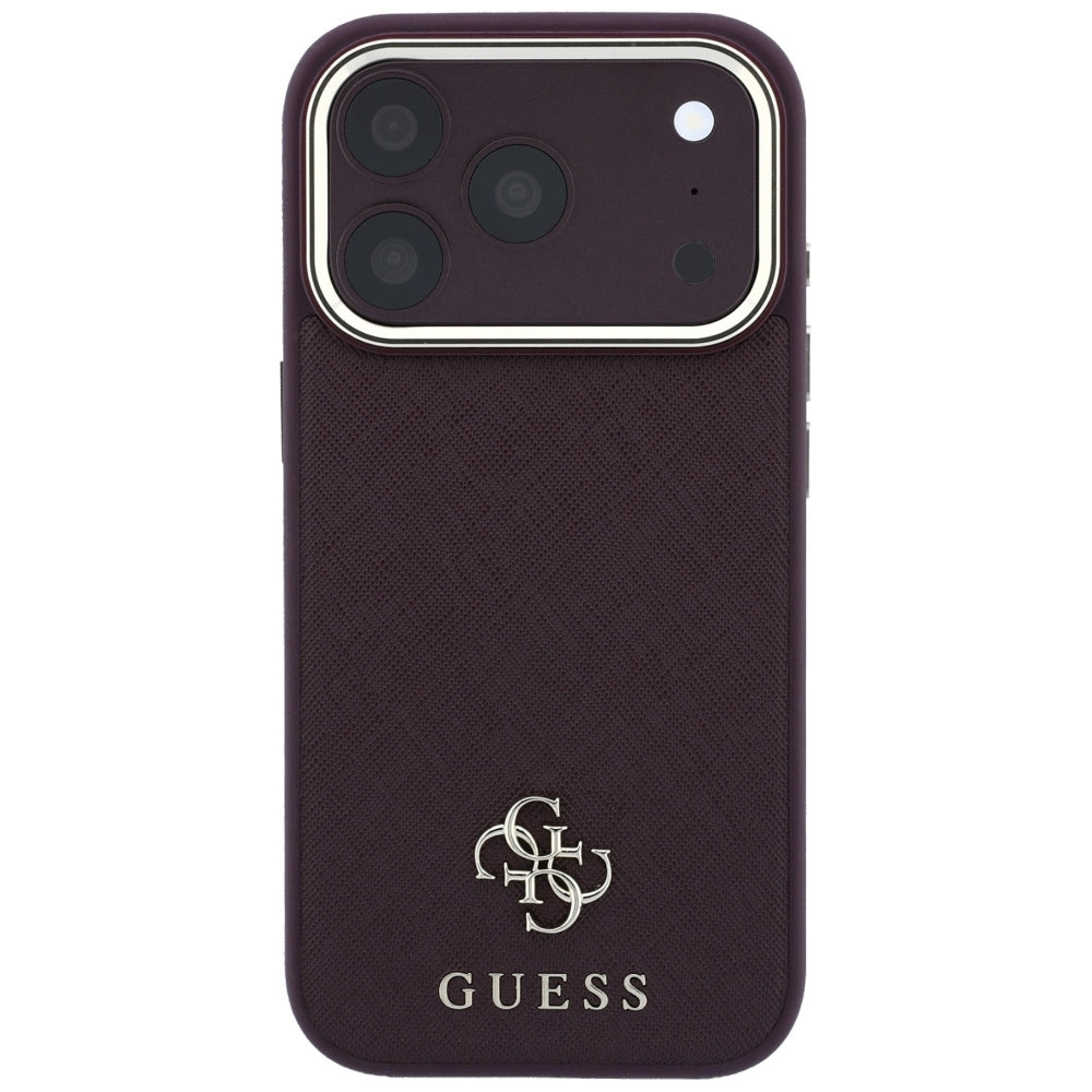MagSafe-deksel for Apple iPhone 18 Pro Max / 17 Pro Max, Guess, Saffiano Small 4G Classic, Burgunder