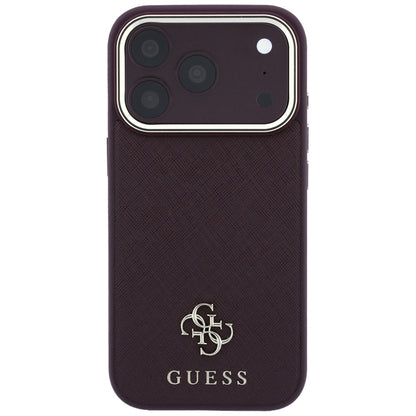 MagSafe-deksel for Apple iPhone 18 Pro Max / 17 Pro Max, Guess, Saffiano Small 4G Classic, Burgunder