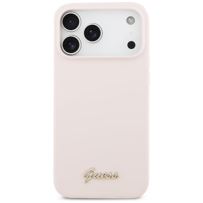MagSafe-deksel for Apple iPhone 18 Pro Max / 17 Pro Max, Guess, Script Metal Logo, Rosa