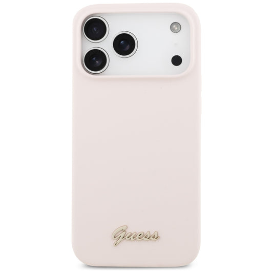 MagSafe-deksel for Apple iPhone 18 Pro Max / 17 Pro Max, Guess, Script Metal Logo, Rosa