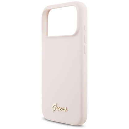 MagSafe-deksel for Apple iPhone 18 Pro Max / 17 Pro Max, Guess, Script Metal Logo, Rosa