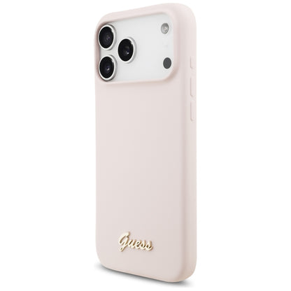 MagSafe-deksel for Apple iPhone 18 Pro Max / 17 Pro Max, Guess, Script Metal Logo, Rosa