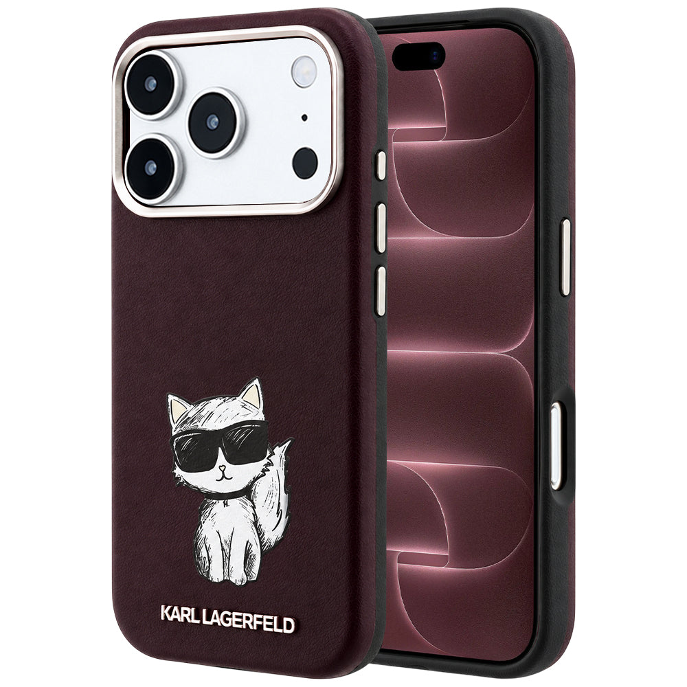 MagSafe-deksel for Apple iPhone 18 Pro Max / 17 Pro Max, Karl Lagerfeld, Choupette Sketch, Burgunder