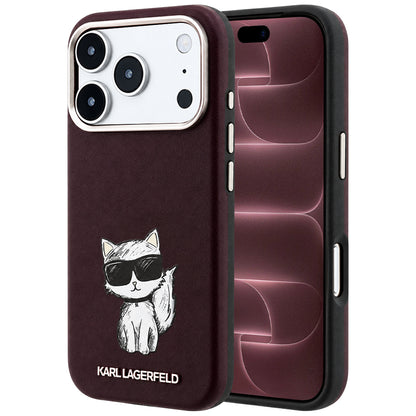 MagSafe-deksel for Apple iPhone 18 Pro Max / 17 Pro Max, Karl Lagerfeld, Choupette Sketch, Burgunder
