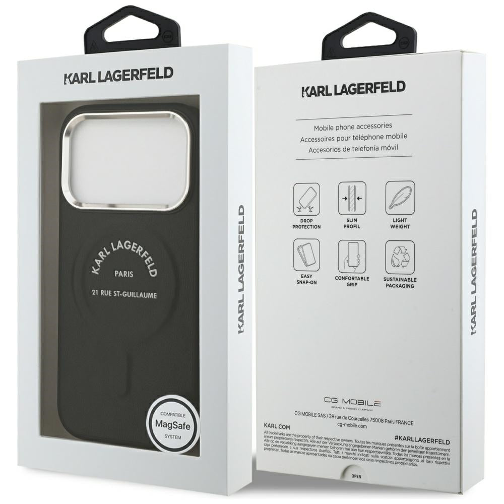 MagSafe-deksel for Apple iPhone 18 Pro Max / 17 Pro Max, Karl Lagerfeld, EMB. Ring Karl RSG-logo, svart