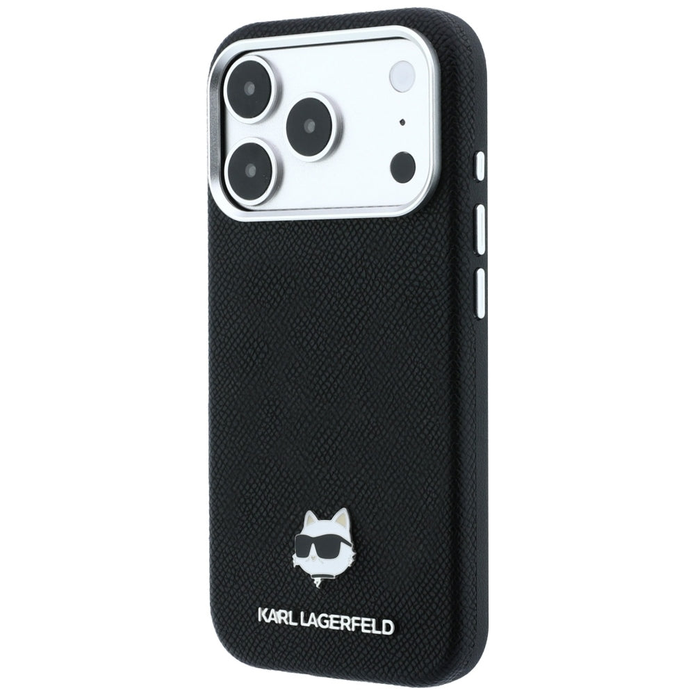 MagSafe-deksel til Apple iPhone 18 Pro Max / 17 Pro Max, Karl Lagerfeld, Grained Choupette Head Metal, svart