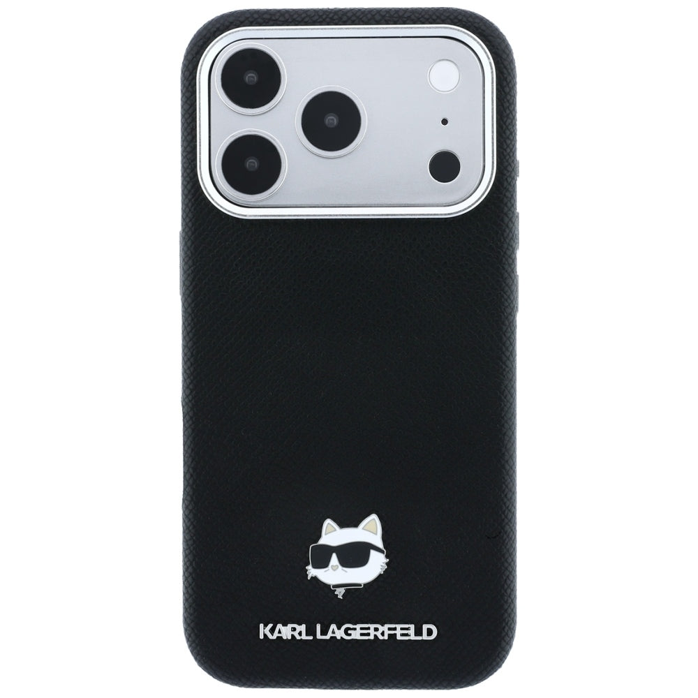 MagSafe-deksel til Apple iPhone 18 Pro Max / 17 Pro Max, Karl Lagerfeld, Grained Choupette Head Metal, svart