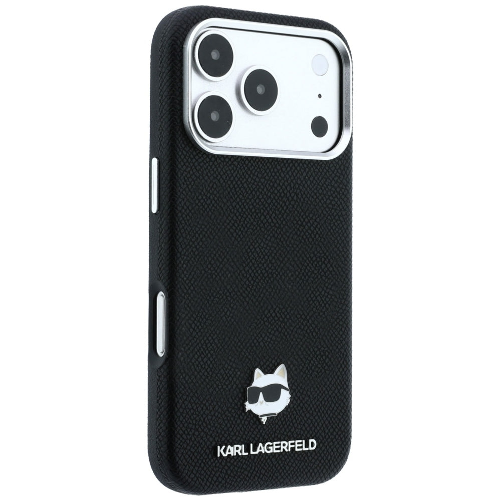 MagSafe-deksel til Apple iPhone 18 Pro Max / 17 Pro Max, Karl Lagerfeld, Grained Choupette Head Metal, svart