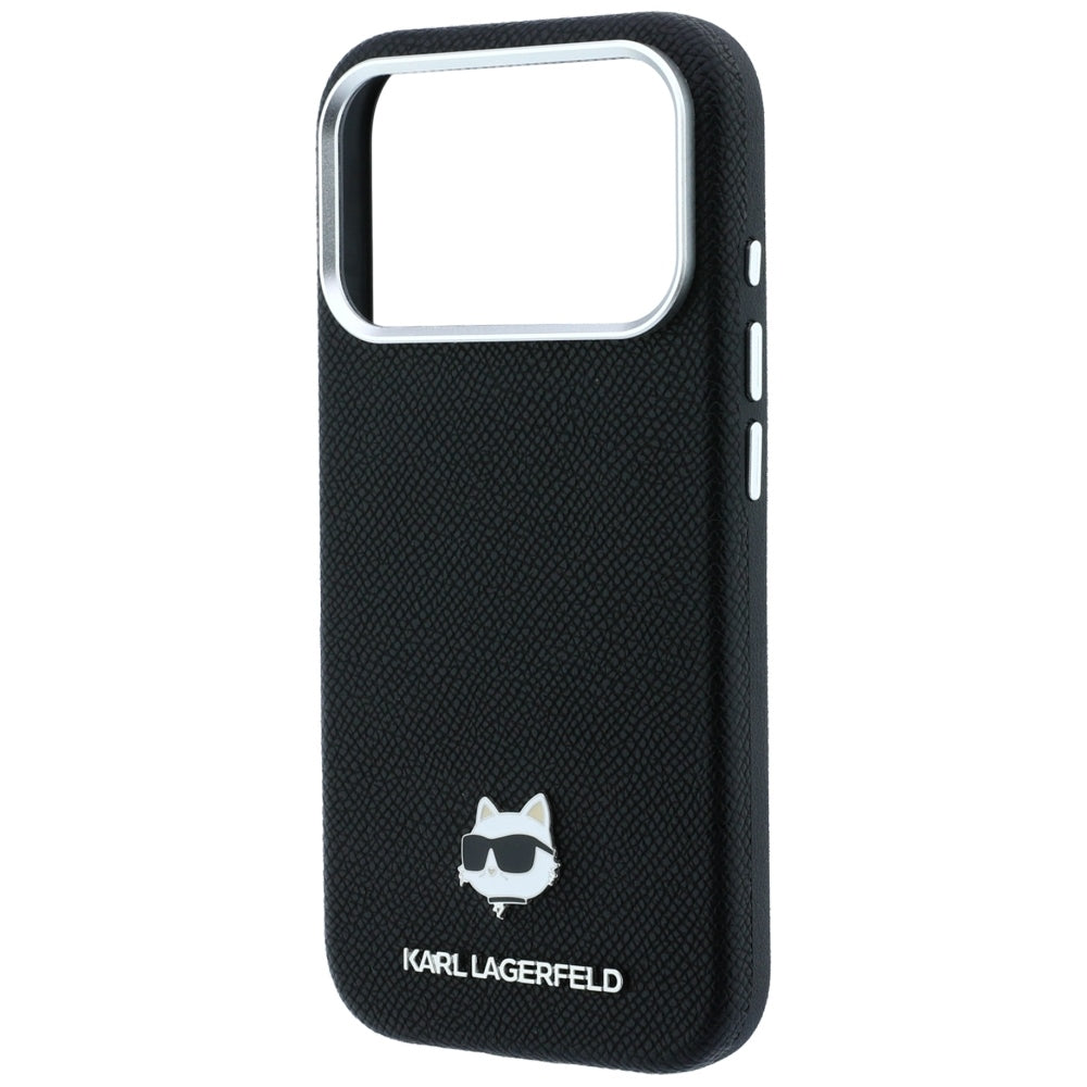 MagSafe-deksel til Apple iPhone 18 Pro Max / 17 Pro Max, Karl Lagerfeld, Grained Choupette Head Metal, svart
