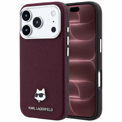MagSafe-deksel for Apple iPhone 18 Pro Max / 17 Pro Max, Karl Lagerfeld, Grained Choupette Head, Burgunder