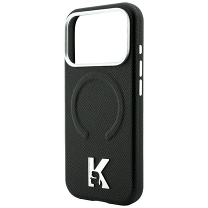 MagSafe-deksel til Apple iPhone 18 Pro Max / 17 Pro Max, Karl Lagerfeld, preget ring med kornet tekstur, svart