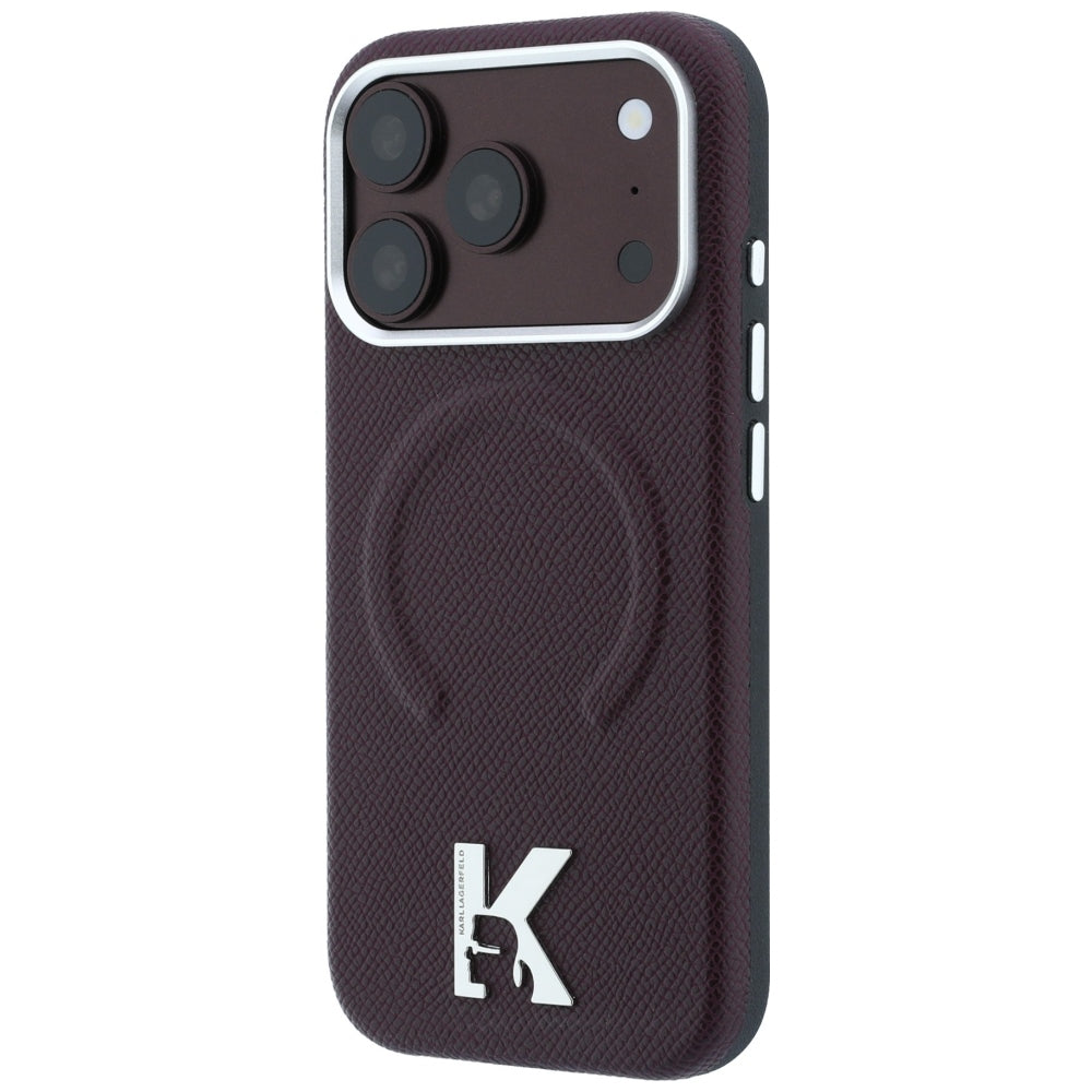MagSafe-deksel for Apple iPhone 18 Pro Max / 17 Pro Max, Karl Lagerfeld, Kornet preget ring, Burgunder