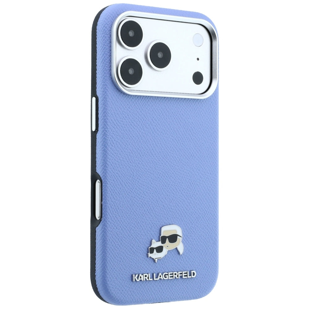 MagSafe-deksel for Apple iPhone 18 Pro Max / 17 Pro Max, Karl Lagerfeld, Grained Karl & Choupette Head's Metal, Bleu