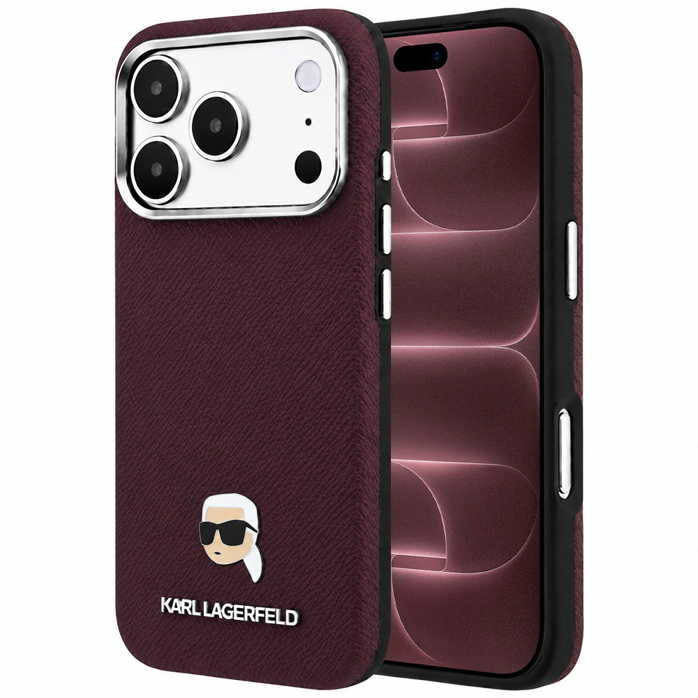 MagSafe-deksel for Apple iPhone 18 Pro Max / 17 Pro Max, Karl Lagerfeld, Kornet Karl Head's Metal, Burgunder