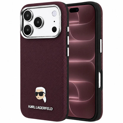 MagSafe-deksel for Apple iPhone 18 Pro Max / 17 Pro Max, Karl Lagerfeld, Kornet Karl Head's Metal, Burgunder