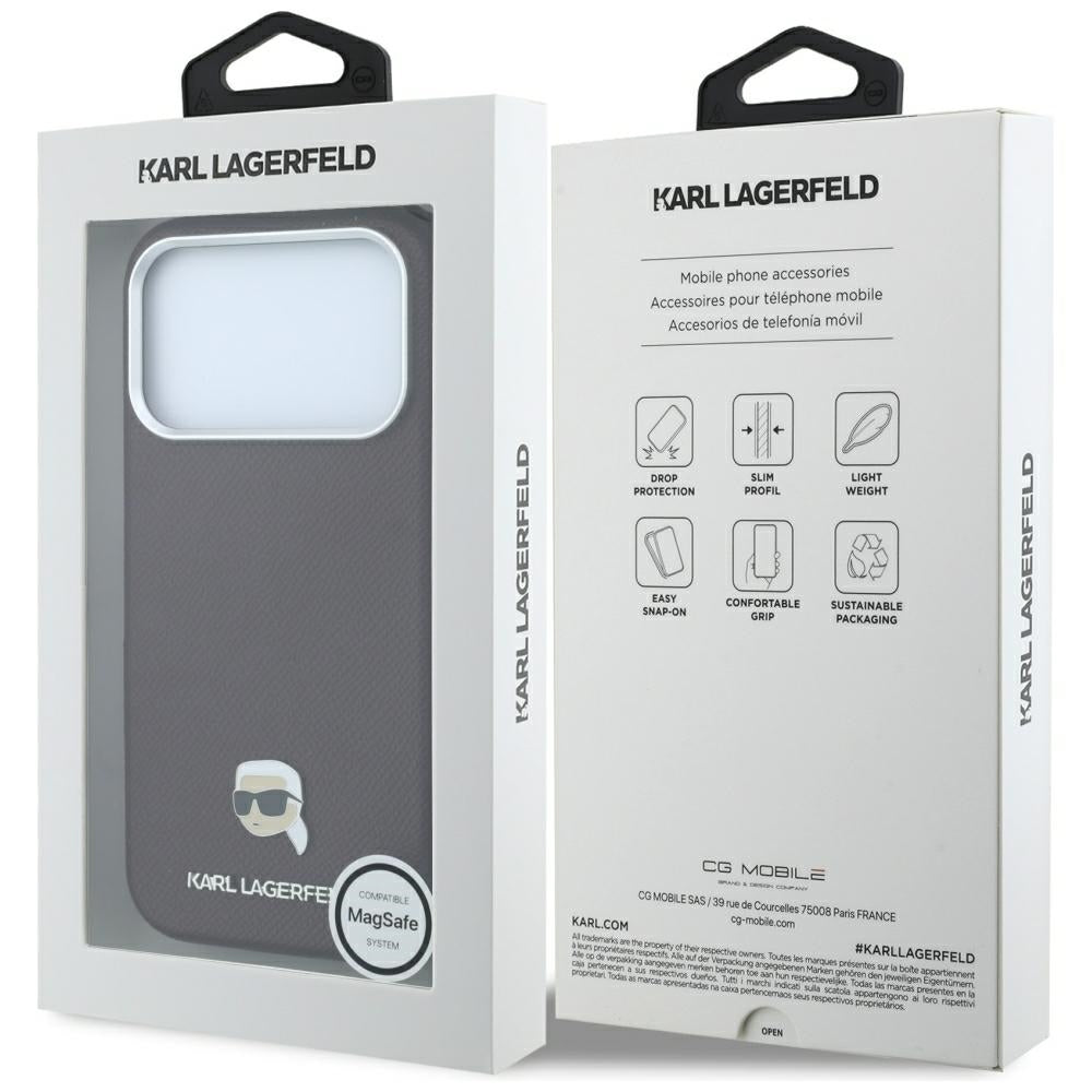 MagSafe-deksel for Apple iPhone 18 Pro Max / 17 Pro Max, Karl Lagerfeld, Kornet Karl Head's Metal, Burgunder
