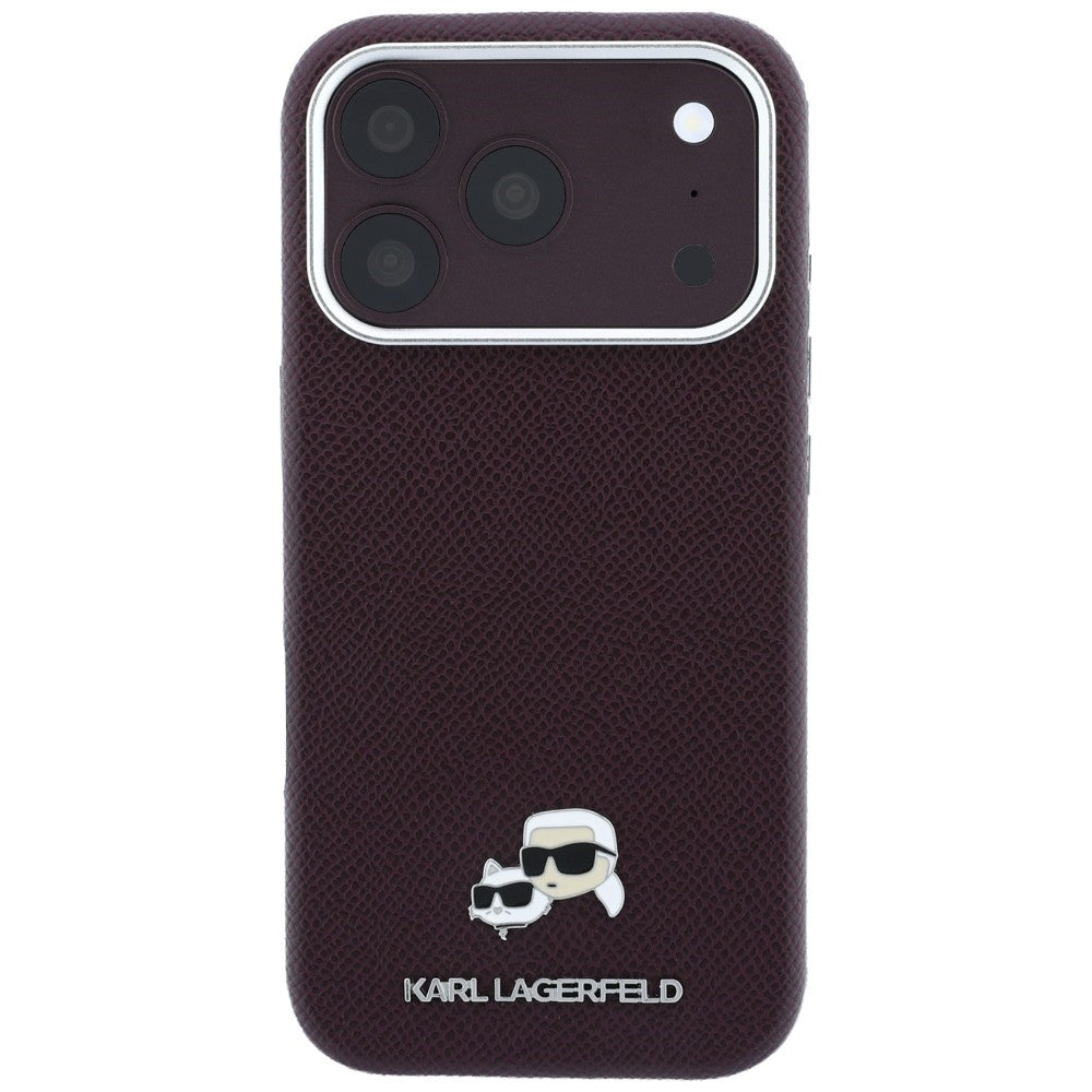 MagSafe-deksel for Apple iPhone 18 Pro Max / 17 Pro Max, Karl Lagerfeld, Grained KC Heads, Burgunder