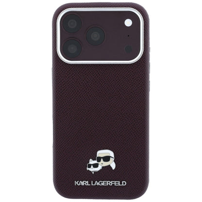 MagSafe-deksel for Apple iPhone 18 Pro Max / 17 Pro Max, Karl Lagerfeld, Grained KC Heads, Burgunder