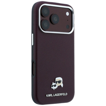 MagSafe-deksel for Apple iPhone 18 Pro Max / 17 Pro Max, Karl Lagerfeld, Grained KC Heads, Burgunder