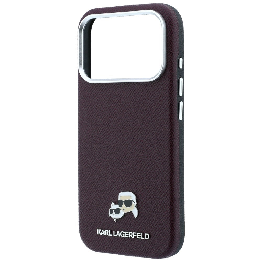 MagSafe-deksel for Apple iPhone 18 Pro Max / 17 Pro Max, Karl Lagerfeld, Grained KC Heads, Burgunder